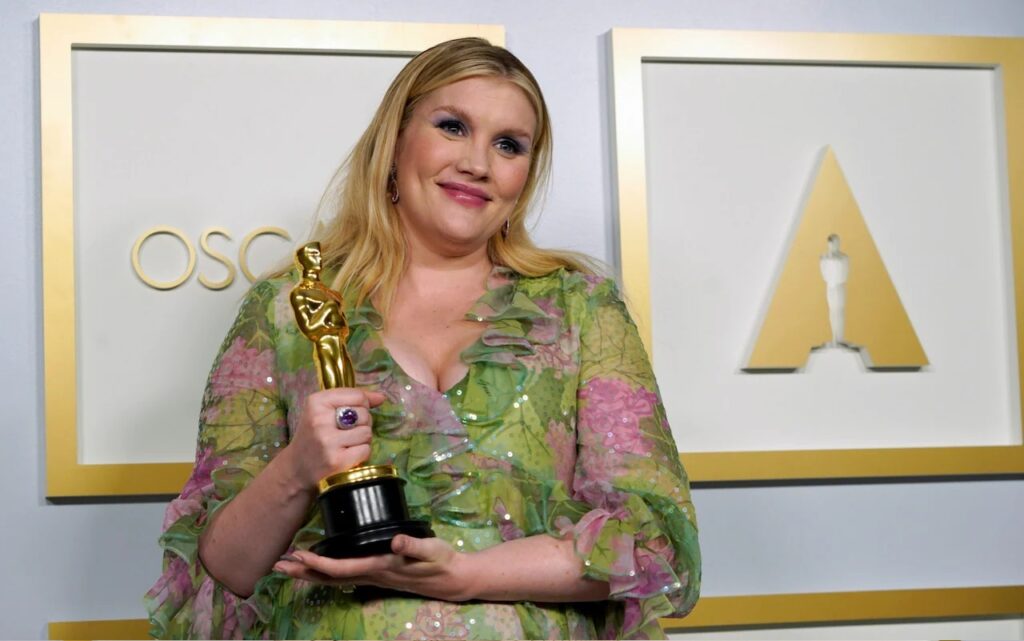Credit: Reuters; Emerald Fennell wins best Original Screenplay for Promising Young Woman 2021 at the 93rd Academy Awards
