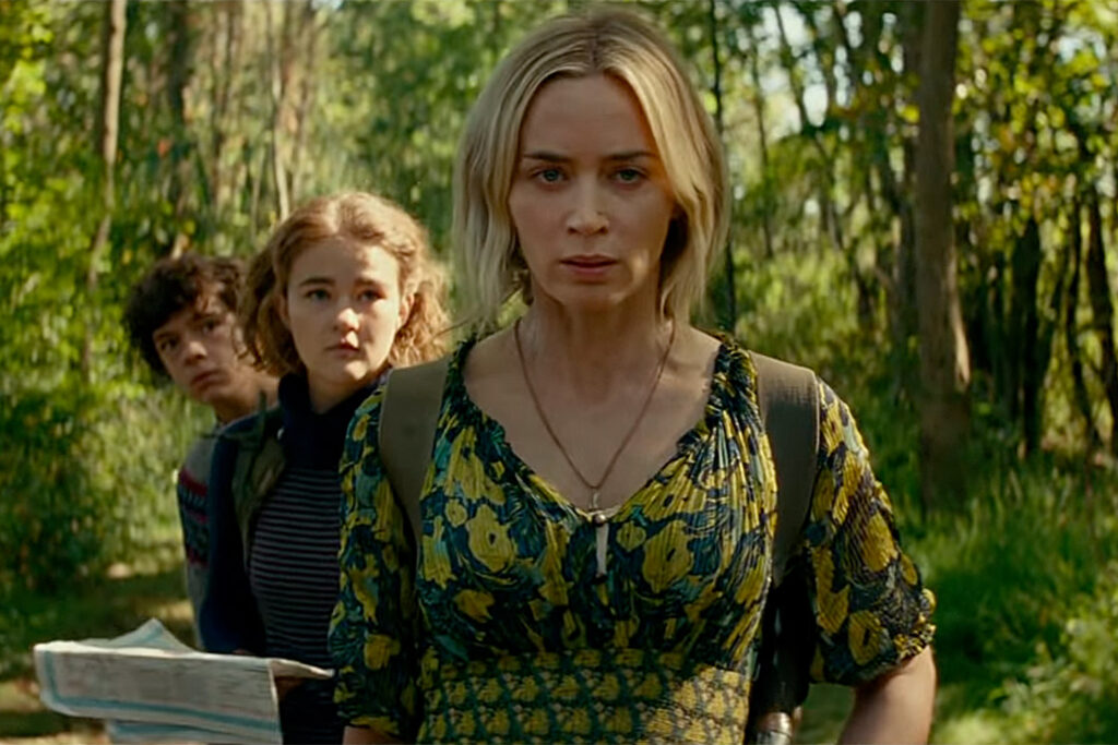 Emily Blunt, Millicent Simmonds, and Noah Jupe in A Quiet Place sequel
