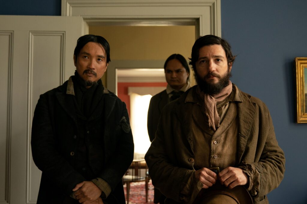 Orion Lee and John Magaro in First Cow