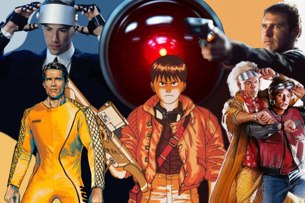 21st century according to science fiction, featuring johnny mnemonic, running man, akira, back to the future, 2001 a space odyssey, and blade runner