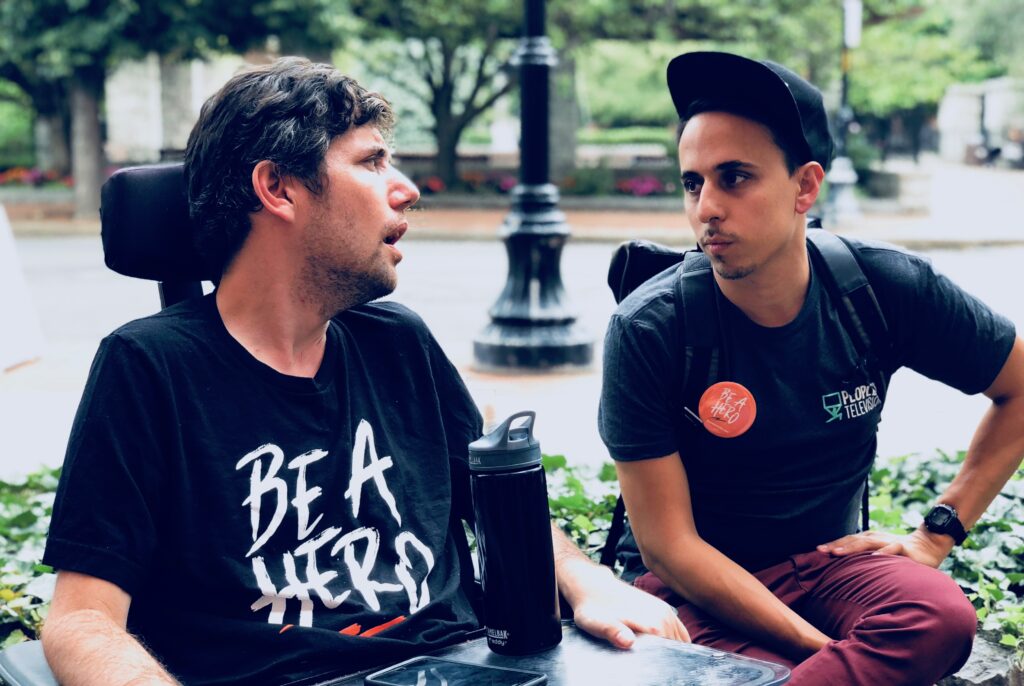 Not Going Quietly director Nicholas Bruckman with ALS and political activist Ady Barkan