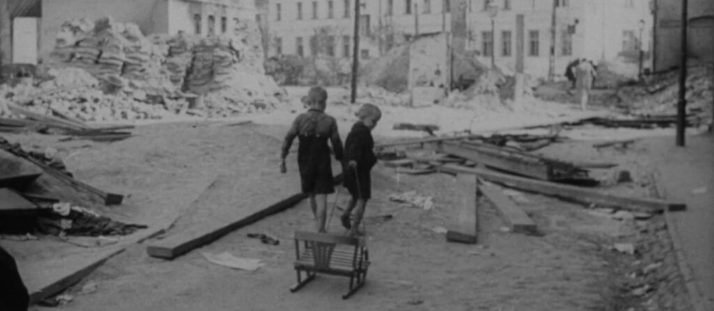 Bombed Warsaw during World War Two archival footage from Of Animals and Men