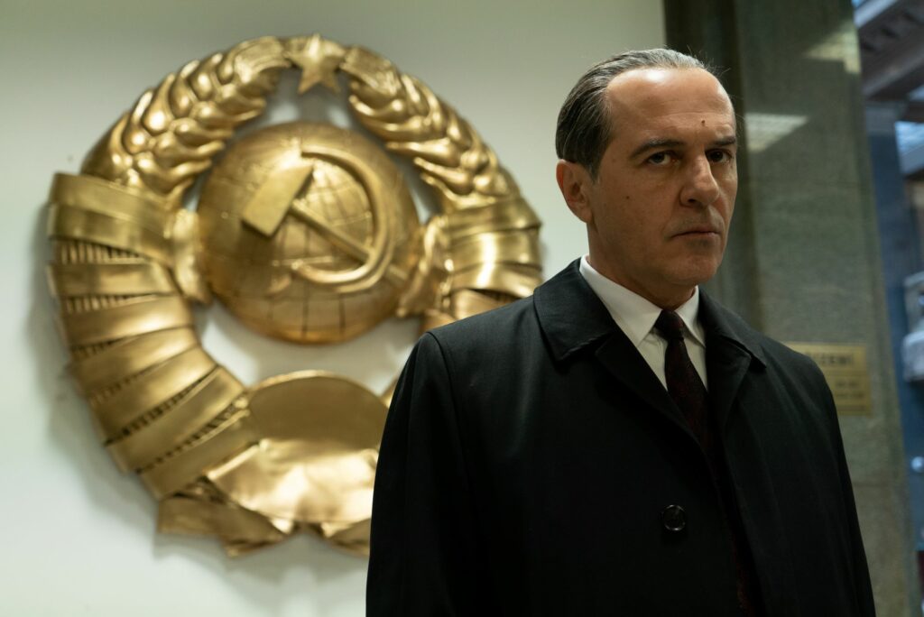 Merab Ninidze as Oleg Penkovsky, a high-ranking Cold War Soviet Union official and defector in Dominic Cooke's The Courier