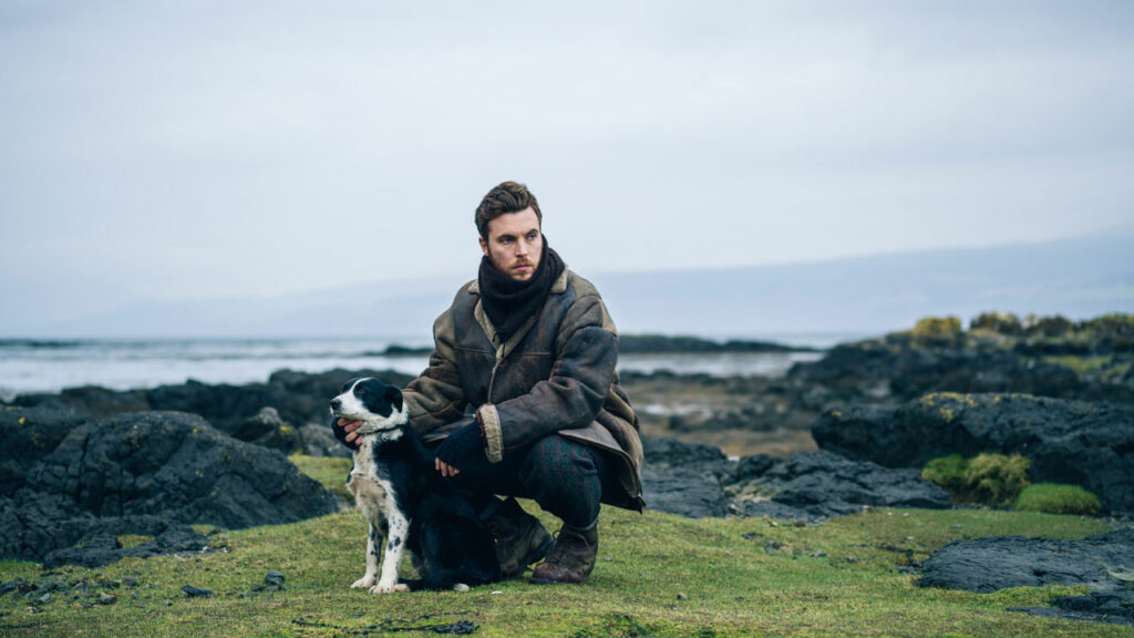 Tom Hughes in Shepherd with border collie dog directed by Russell Owen