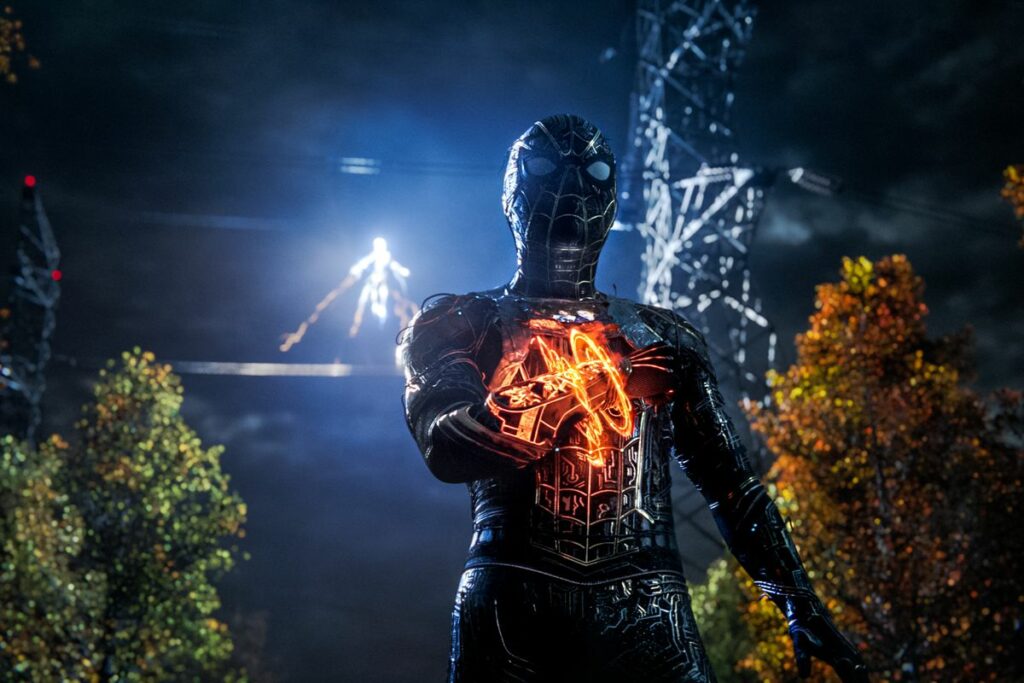 Jamie Foxx as Electro and Tom Holland as Spider-Man in No Way Home