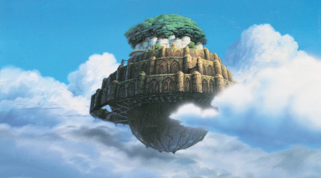 Floating island in Castle in the sky by director Hayao Miyazaki