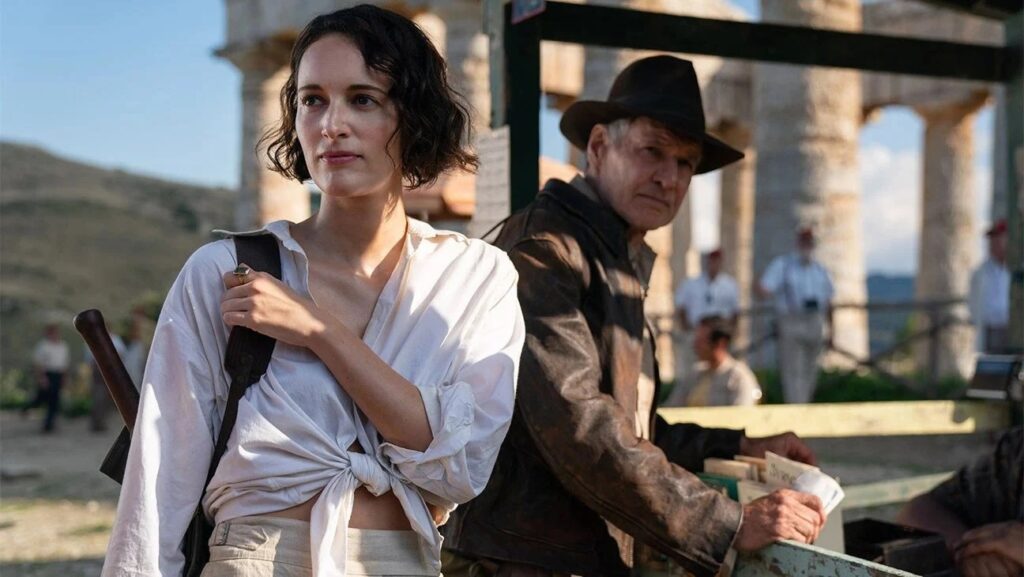 Phoebe Waller-Bridge and Harrison Ford as Helena and Indy in Indiana Jones and the Dial of Destiny